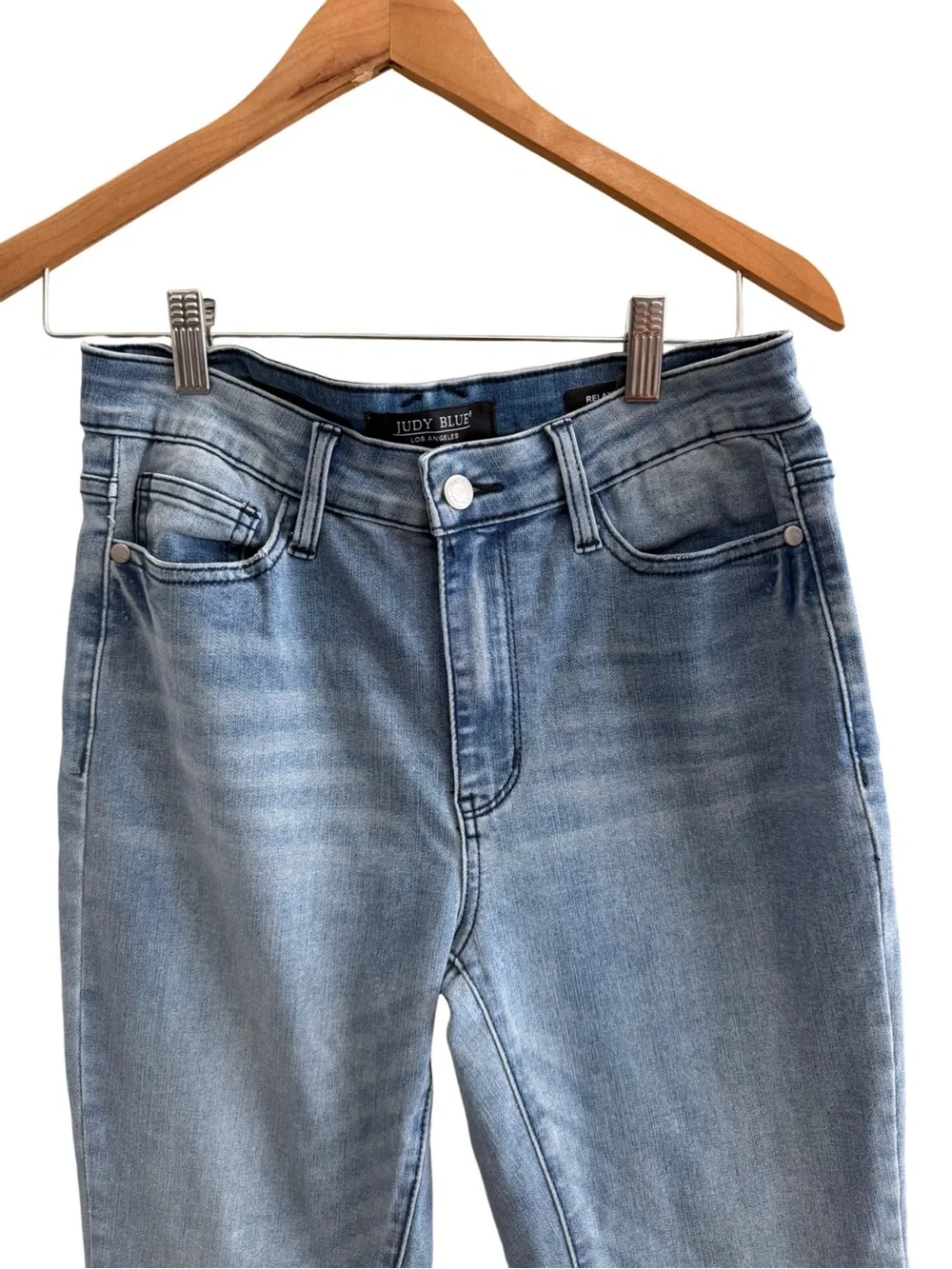 Judy Blue Relaxed Fit Distressed Hem Jeans Size 7/28 Medium Wash